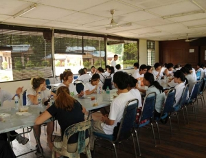 Students gathering after a hard day's volunteering